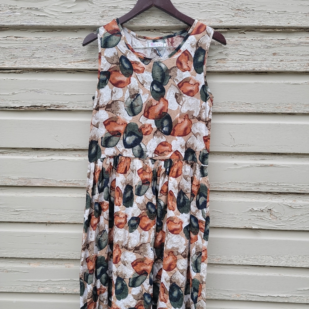 Fruit Print Midi Linen Dress